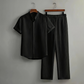 👔 Men‘s Textured 2-Piece Shirt & Trousers Set — Relaxed Oversized Fit Co-Ord for Summer