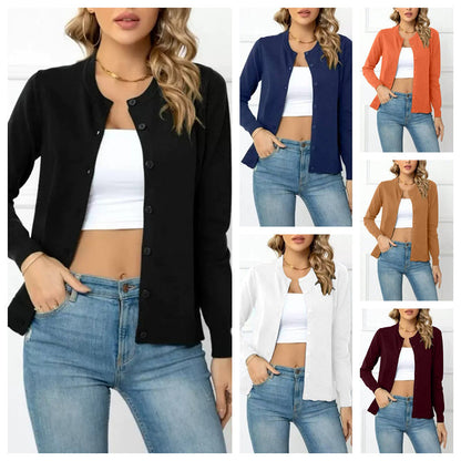 👚 WOMEN‘S CLASSIC CREW NECK CARDIGAN — Button-Front | Soft Knit | Versatile Layering Piece 🌿