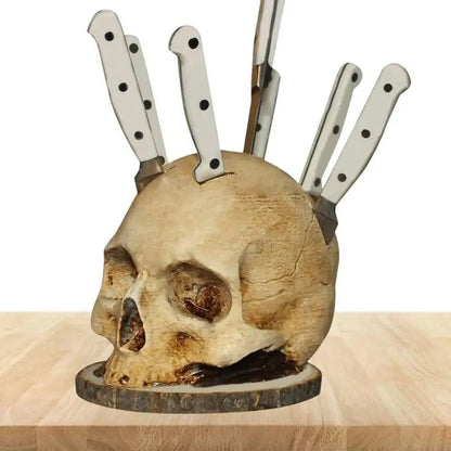 💀 CREATIVE RESIN SKULL KNIFE HOLDER — Gothic Kitchen Storage | Multi-Purpose Organiser | Unique Home Decor 🦴