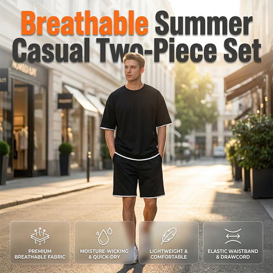 👕 Men‘s Waffle Knit T-Shirt & Shorts Co-Ord Set — Oversized Summer Style with Textured Fabric