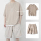 👕 Men‘s Waffle Knit T-Shirt & Shorts Co-Ord Set — Oversized Summer Style with Textured Fabric