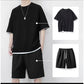 👕 Men‘s Waffle Knit T-Shirt & Shorts Co-Ord Set — Oversized Summer Style with Textured Fabric