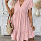🌬️ Lightweight V-Neck Casual Dress — Soft Rayon Blend | Ruffle Hem | Breathable for Summer Days