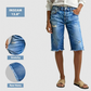 📐 Slim-Fit Ripped Denim Shorts — Bermuda Length | High-Rise | Classic 5-Pocket | Polished Casual