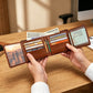 🛡️ MEN'S VINTAGE RFID BLOCKING WALLET — Genuine Leather | Slim 10-Card Design | Protects Against Contactless Fraud | Ideal Father's Day Gift 🎁