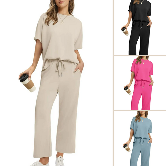 ☁️ Ultra-Soft 2-Piece Set — Stretch Fabric | Relaxed Trousers with Elastic Waist | All-Day Comfort