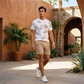 🌴 Palm Print Summer Set — Men's 2-Piece | Resort Wear | Lightweight Camp Collar Shirt & Shorts