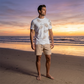 🌴 Palm Print Summer Set — Men's 2-Piece | Resort Wear | Lightweight Camp Collar Shirt & Shorts