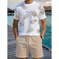 🌴 Palm Print Summer Set — Men's 2-Piece | Resort Wear | Lightweight Camp Collar Shirt & Shorts