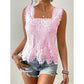 🧥 Women's Elegant Square Neck Lace Tank Top
