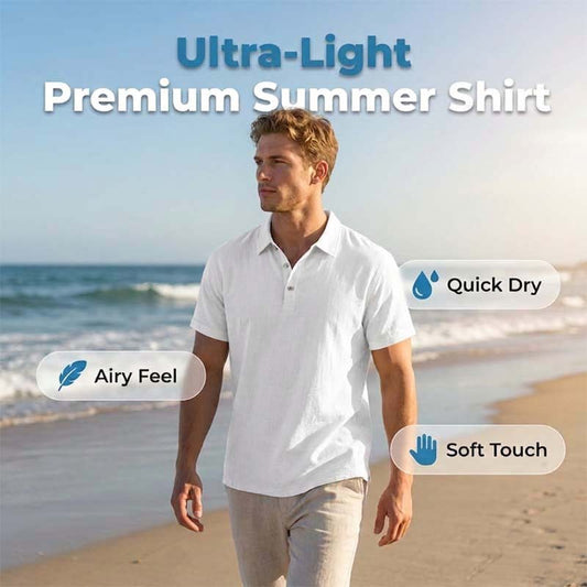 👕 Men's Linen Casual Short Sleeve Collared Shirt — Breathable Cotton-Linen Blend | Relaxed Fit