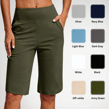 🧘 Waist-Defining Yoga Shorts — Core Support | Wide Waistband | Comfortable All-Day Hold