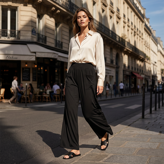 🌬️ Breathable Wide Leg Pants — Lightweight Viscose | Draped Fit | Keeps You Cool All Day