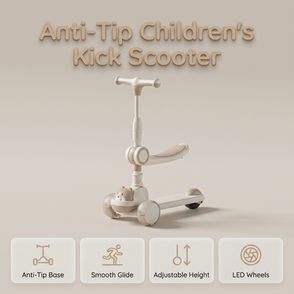 🌟 Children's Kick Scooter with Light-Up Wheels — Lean-to-Steer Technology | Adjustable Height | Birthday Gift for Boys & Girls
