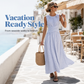 🌿 Sleeveless Long Dress with Vertical Stripes — Figure-Flattering | Lightweight | Easy Breezy Style