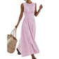 🌿 Sleeveless Long Dress with Vertical Stripes — Figure-Flattering | Lightweight | Easy Breezy Style