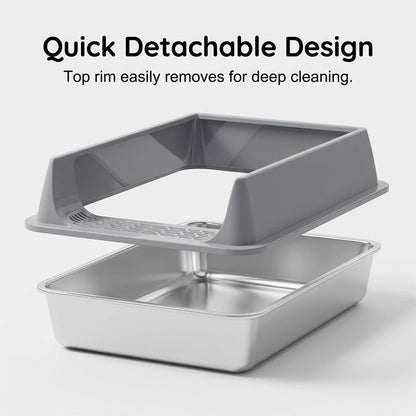 🧼 Non-Stick Stainless Steel Litter Tray — No Scraping Needed | Wipes Clean in Seconds | Odour-Proof Metal