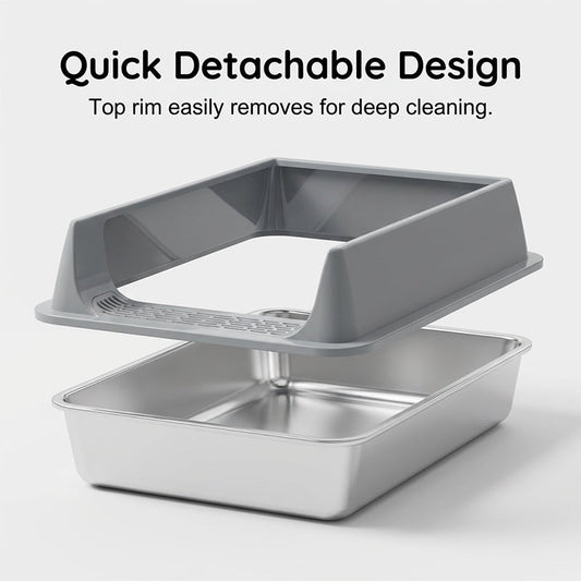 🧼 Non-Stick Stainless Steel Litter Tray — No Scraping Needed | Wipes Clean in Seconds | Odour-Proof Metal