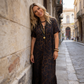 👗 Women's V-Neck Leopard Print Maxi Dress — Flowy Silhouette | Lightweight Fabric