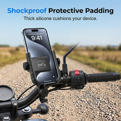 📱 One-Hand Quick Release Bike Mount — Easy Phone Access | 360° Rotation | Fits Most Smartphones with Cases