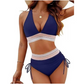 🌞 Summer Patchwork Bikini Set — V-Neck Top | Colourful Print | Versatile for Swimming & Sunbathing