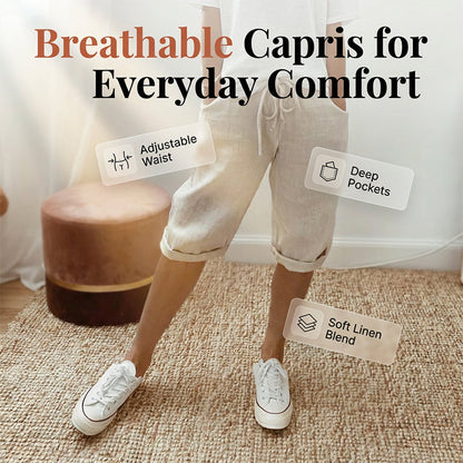 🌬️ Breathable Linen Capri Pants — Keeps You Cool in Hot Weather | Lightweight Cotton Blend | Summer Staple