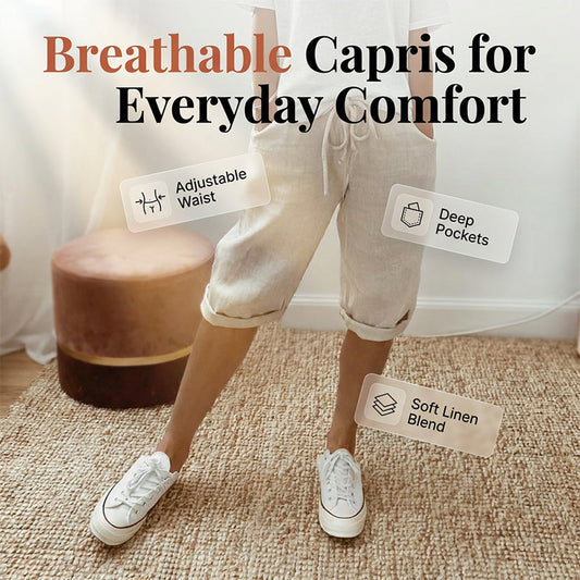 🌬️ Breathable Linen Capri Pants — Keeps You Cool in Hot Weather | Lightweight Cotton Blend | Summer Staple