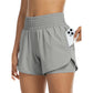 📱 Double Layer Yoga Shorts with Pockets — Side Phone Pockets | Moisture-Wicking Fabric | Gym & Running