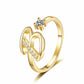 ✨ Dainty Initial Ring with Sparkling Cubic Zirconia — Open Adjustable Band | Stackable