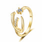 ✨ Dainty Initial Ring with Sparkling Cubic Zirconia — Open Adjustable Band | Stackable
