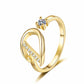 ✨ Dainty Initial Ring with Sparkling Cubic Zirconia — Open Adjustable Band | Stackable