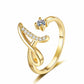 ✨ Dainty Initial Ring with Sparkling Cubic Zirconia — Open Adjustable Band | Stackable