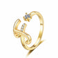 ✨ Dainty Initial Ring with Sparkling Cubic Zirconia — Open Adjustable Band | Stackable