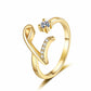 ✨ Dainty Initial Ring with Sparkling Cubic Zirconia — Open Adjustable Band | Stackable