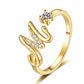 ✨ Dainty Initial Ring with Sparkling Cubic Zirconia — Open Adjustable Band | Stackable