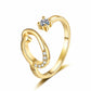 ✨ Dainty Initial Ring with Sparkling Cubic Zirconia — Open Adjustable Band | Stackable