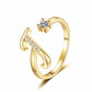 ✨ Dainty Initial Ring with Sparkling Cubic Zirconia — Open Adjustable Band | Stackable