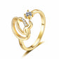 ✨ Dainty Initial Ring with Sparkling Cubic Zirconia — Open Adjustable Band | Stackable