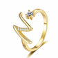 ✨ Dainty Initial Ring with Sparkling Cubic Zirconia — Open Adjustable Band | Stackable