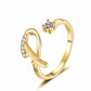✨ Dainty Initial Ring with Sparkling Cubic Zirconia — Open Adjustable Band | Stackable