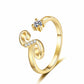 ✨ Dainty Initial Ring with Sparkling Cubic Zirconia — Open Adjustable Band | Stackable
