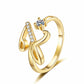 ✨ Dainty Initial Ring with Sparkling Cubic Zirconia — Open Adjustable Band | Stackable
