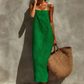 👗 Women's Casual Solid Color Slip Dress — Satin-Like Fabric | Adjustable Spaghetti Straps
