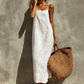 👗 Women's Casual Solid Color Slip Dress — Satin-Like Fabric | Adjustable Spaghetti Straps