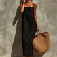 👗 Women's Casual Solid Color Slip Dress — Satin-Like Fabric | Adjustable Spaghetti Straps