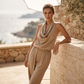 ✨ Elegant Halter Neck Wide Leg Jumpsuit — Adjustable Tie Closure