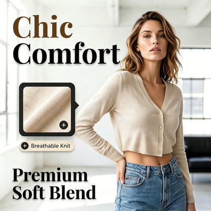 👗 WOMEN'S THIN CROPPED CARDIGAN — Button Front Summer Shawl