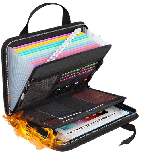 🔥 Fireproof Accordion File Folder with Handle
