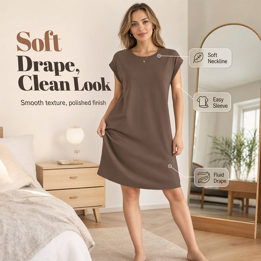 👗 Women's Crew Neck Solid Colour Dress