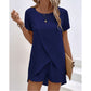 ✨ Women's Solid Color Irregular Top & Shorts Two Piece Set
